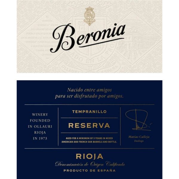 Bodegas Beronia Rioja Riserva 2020