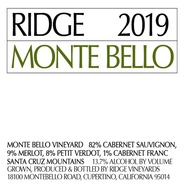 2019 Monte Bello - Ridge Vineyards